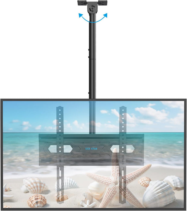 Ceiling TV Mount for 26-65 inch Flat Screen Displays, Adjustable Ceiling TV Bracket Fits Most LCD LED OLED TVs, 14.96Inch Single Extended Mounting Pole, Holds up to 110lbs, Max VESA 400x400mm