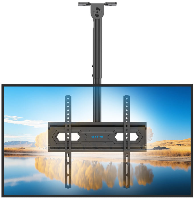 Ceiling TV Mount 26-65 inch, Waterproof for Patio Gazebo Height Adjustable TV Bracket 110 Lbs VESA 400x400mm Full Motion 360° Swivel +5°/-15° Tilt ±3° level Weatherproof Anti-Rust