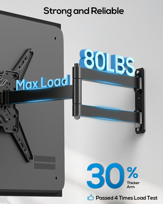 USX STAR Long Arm Corner TV Wall Mount for 32-65 Inch TVs, Full Motion Bracket with 29” Articulating Extension, Tilt, and Swivel, Supports VESA up to 400x400mm, Holds up to 80 lbs