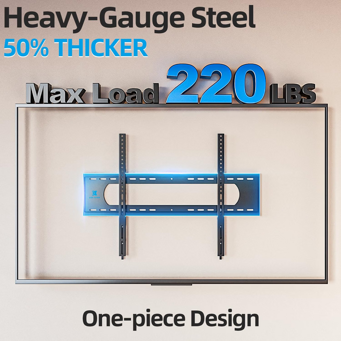75 85 86 98 100inch Heavy Duty TV Wall Mount Low Profile TV Mount Bracket 55-120 inch Ultra Slim Fixed TV Mount, 220LBS Large TVS, Max VESA 900x600mm, 16" 24" 32" Wood Stud, Safe Lock & Quick Release
