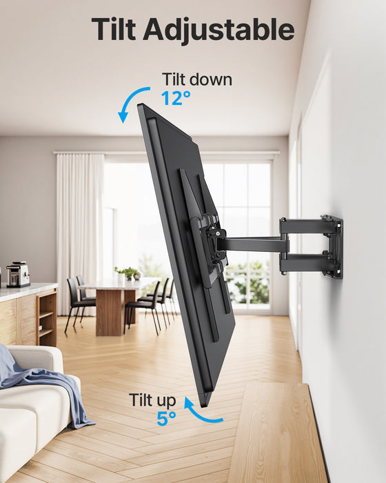 Full Motion TV Wall Mount for 37-85 Inch TVs Mounts Up to 120lbs, Fit 16" Wood Stud, Max VESA 600x400mm, Swivel and Tilt Articulating Wall Mount TV Bracket,Fit Most 55+ 65 70 75 inch TVs