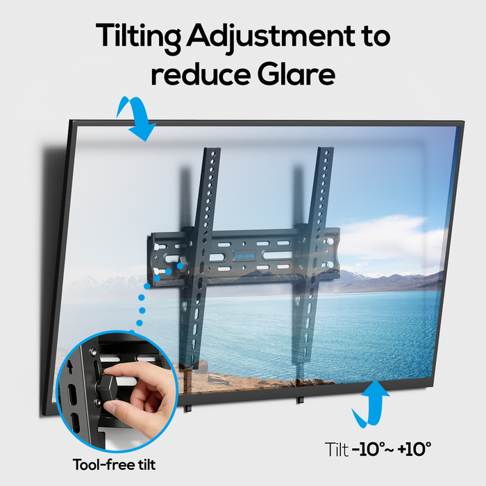 Tilting TV Wall Mount for 26-60 Inch TVs, Low Profile, Fits 8", 12", 16" Studs, Max VESA 400x400mm, Hold TV up to 99lbs