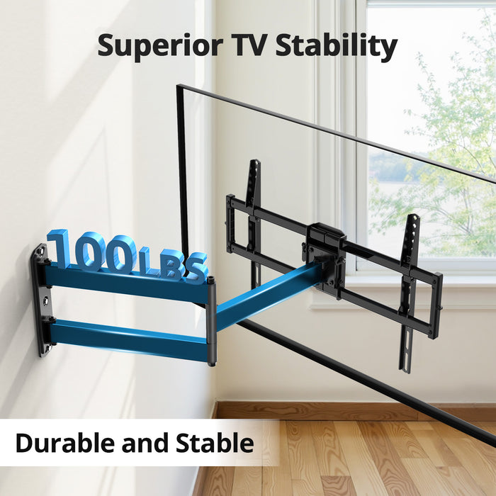 USX STAR Corner TV Wall Mount, 32-inch Articulating Arms for 37-84 Inch TVs, Full Motion Tilt and Swivel, Supports Up to 100 lbs, Max VESA 600x400mm