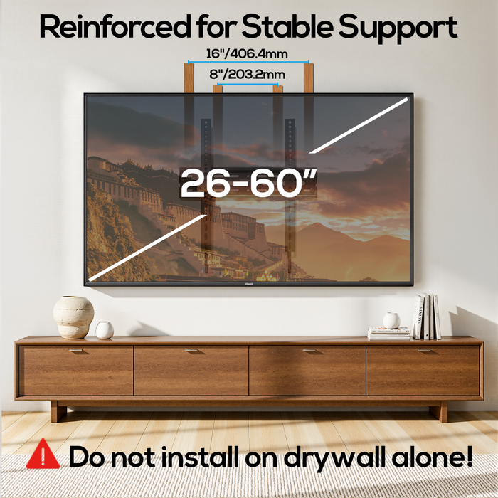 Tilting TV Wall Mount for 26-60 Inch TVs, Low Profile, Fits 8", 12", 16" Studs, Max VESA 400x400mm, Hold TV up to 99lbs