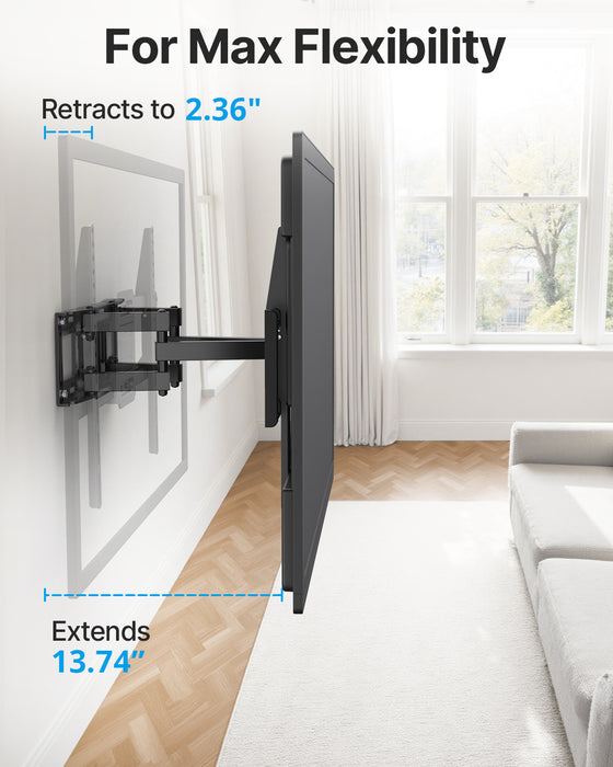 Full Motion TV Wall Mount for 37-85 Inch TVs Mounts Up to 120lbs, Fit 16" Wood Stud, Max VESA 600x400mm, Swivel and Tilt Articulating Wall Mount TV Bracket,Fit Most 55+ 65 70 75 inch TVs