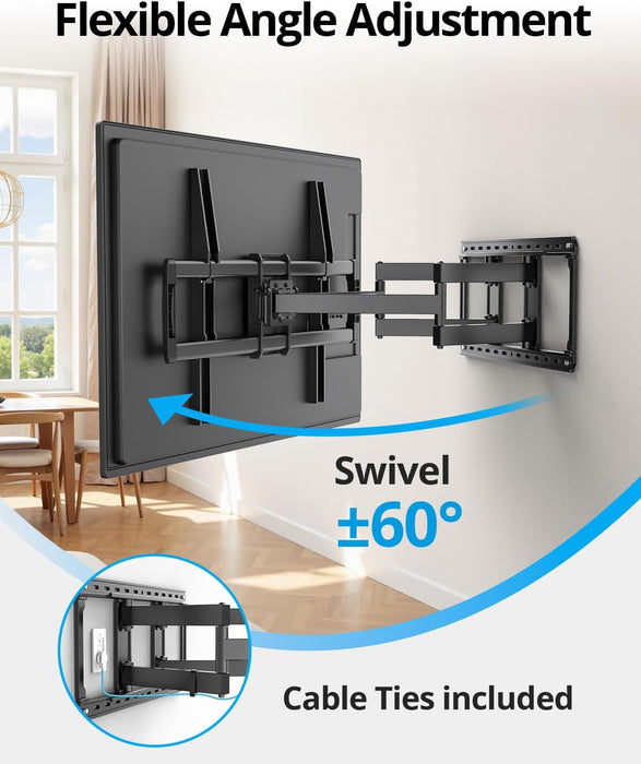 85 86 98 100 inch Heavy Duty TV Wall Mount for 37-110 inch Large TVs, Pre-Assembled TV Mount with Tool-Free Tilt, Up to 170lbs, VESA 800 x 600mm, 24″ Wood Studs