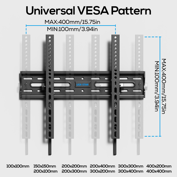 Tilting TV Wall Mount for 26-60 Inch TVs, Low Profile, Fits 8", 12", 16" Studs, Max VESA 400x400mm, Hold TV up to 99lbs