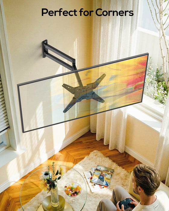 USX STAR Long Arm Corner TV Wall Mount for 32-65 Inch TVs, Full Motion Bracket with 29” Articulating Extension, Tilt, and Swivel, Supports VESA up to 400x400mm, Holds up to 80 lbs