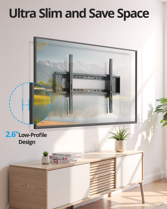 Heavy Duty TV Wall Mount for 55-120 inch Large TVs up to 220 LBS & 900x600 mm Vesa, Ultra Slim Fixed TV Mount, Low-Profile TVS Bracket, 16" 24" 32" Wood Stud, Fit Most 65+ 75+ 85 86 90 98 100 TVs