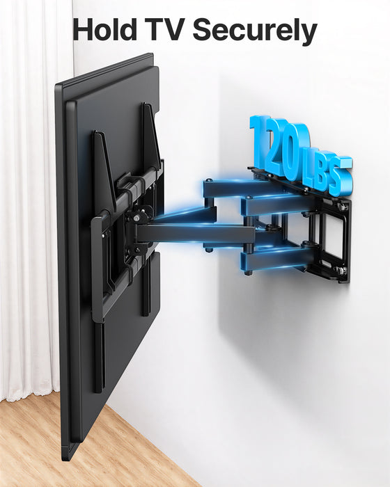 Full Motion TV Wall Mount for 37-85 Inch TVs Mounts Up to 120lbs, Fit 16" Wood Stud, Max VESA 600x400mm, Swivel and Tilt Articulating Wall Mount TV Bracket,Fit Most 55+ 65 70 75 inch TVs