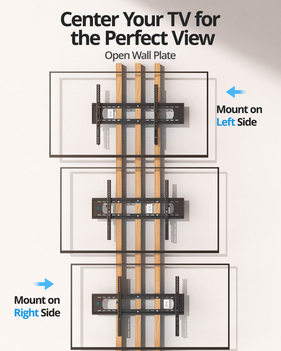 Heavy Duty TV Wall Mount for 55-120 inch Large TVs up to 220 LBS & 900x600 mm Vesa, Ultra Slim Fixed TV Mount, Low-Profile TVS Bracket, 16" 24" 32" Wood Stud, Fit Most 65+ 75+ 85 86 90 98 100 TVs