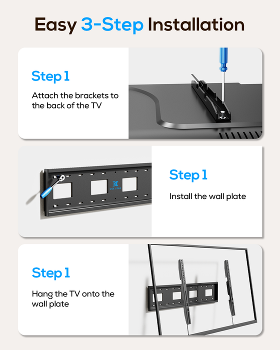 Heavy Duty Fixed TV Wall Mount Bracket for 85 86 98 100 120 150 TV Low Profile TV Mount, Holds 330 lbs Heavy Flat Screen, Max VESA 1000x600mm, 16/18/24/32" Studs, Safe Lock & Quick Release