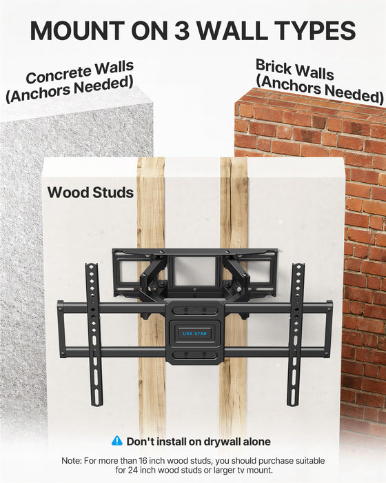 Full Motion TV Wall Mount for 37-85 Inch TVs Mounts Up to 120lbs, Fit 16" Wood Stud, Max VESA 600x400mm, Swivel and Tilt Articulating Wall Mount TV Bracket,Fit Most 55+ 65 70 75 inch TVs