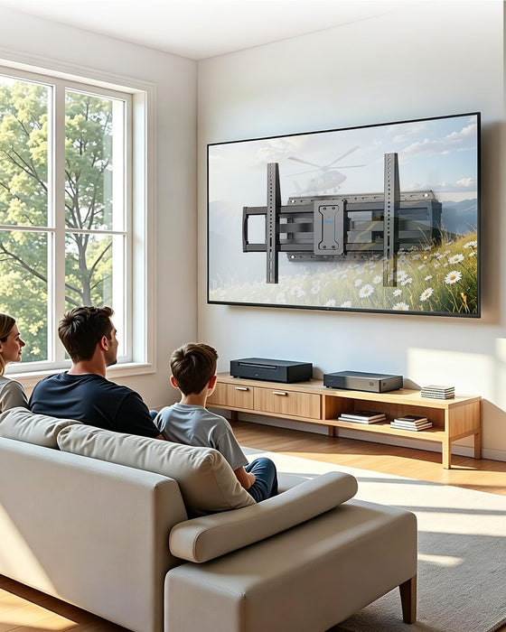 85 86 98 100 inch Heavy Duty TV Wall Mount for 37-110 inch Large TVs, Pre-Assembled TV Mount with Tool-Free Tilt, Up to 170lbs, VESA 800 x 600mm, 24″ Wood Studs