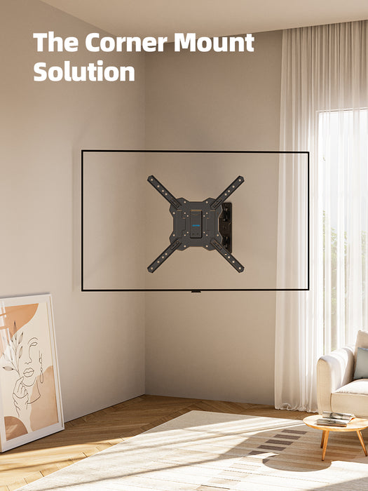Full Motion TV Wall Mount for 26-60 Inch TV Mounts Up to 77 lbs, Max VESA 400x400mm, Wall Mount TV Bracket with Swivel, Tilting, Leveling Adjust & Extendable Arm