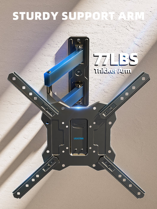 Full Motion TV Wall Mount for 26-60 Inch TV Mounts Up to 77 lbs, Max VESA 400x400mm, Wall Mount TV Bracket with Swivel, Tilting, Leveling Adjust & Extendable Arm