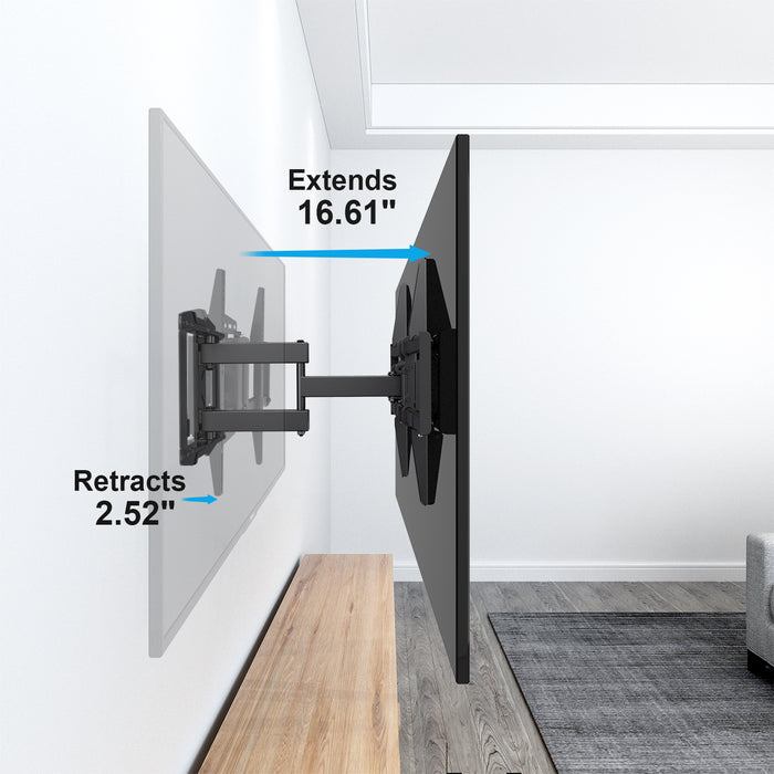 Full Motion TV Wall Mount for 37-86 Inch TVs, Low Profile, Fits 8", 12", 16" Studs, Max VESA 600x400mm, Hold TV up to 132lbs
