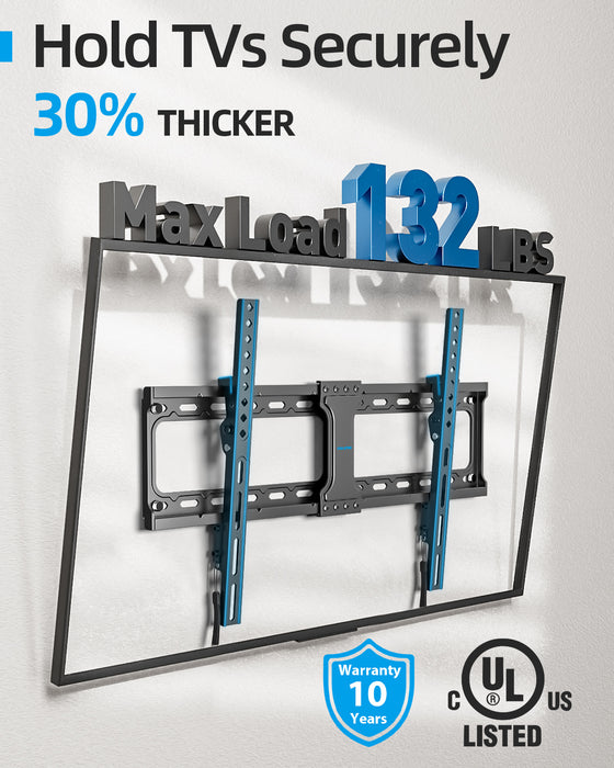 Tilting TV Wall Mount for 37-86 Inch TVs, Low Profile, Fits 16", 18", 24" Studs, Max VESA 600x400mm, Hold TV up to 132lbs