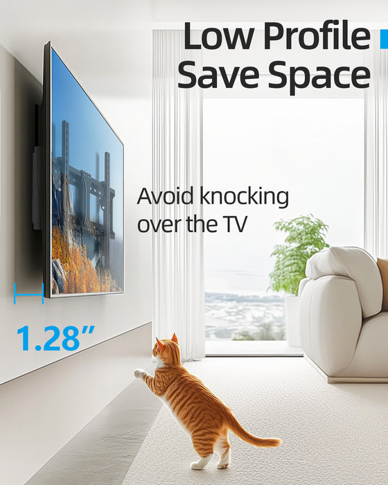 Tilting TV Wall Mount for 37-86 Inch TVs, Low Profile, Fits 16", 18", 24" Studs, Max VESA 600x400mm, Hold TV up to 132lbs
