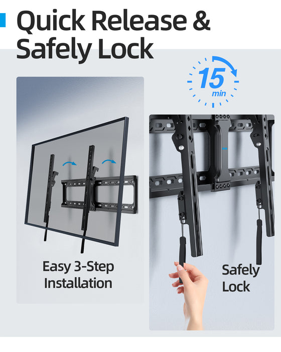 Tilting TV Wall Mount for 37-86 Inch TVs, Low Profile, Fits 16", 18", 24" Studs, Max VESA 600x400mm, Hold TV up to 132lbs