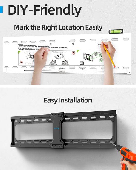 Tilting TV Wall Mount for 37-86 Inch TVs, Low Profile, Fits 16", 18", 24" Studs, Max VESA 600x400mm, Hold TV up to 132lbs