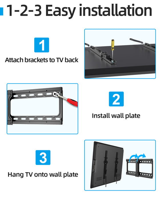 Tilting TV Wall Mount for 37-86 Inch TVs, Low Profile, Fits 16", 18", 24" Studs, Max VESA 600x400mm, Hold TV up to 132lbs