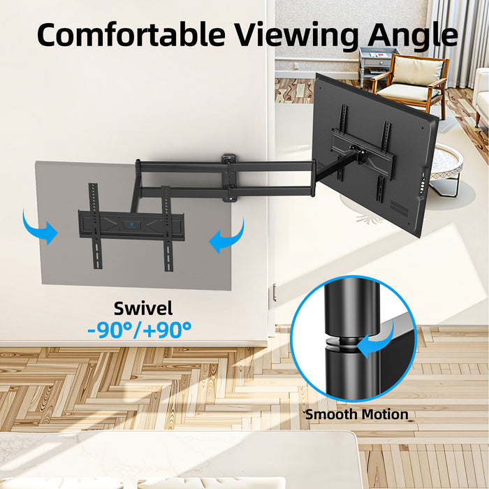 USX STAR Long Arm Corner TV Wall Mount for 32-70 Inch TVs, Full Motion Bracket with 32” Articulating Extension, Tilt, and Swivel, Supports VESA up to 400x400mm, Holds up to 80 lbs