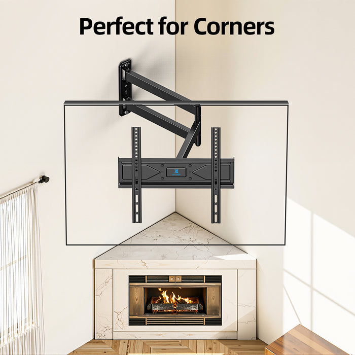 USX STAR Long Arm Corner TV Wall Mount for 32-70 Inch TVs, Full Motion Bracket with 32” Articulating Extension, Tilt, and Swivel, Supports VESA up to 400x400mm, Holds up to 80 lbs