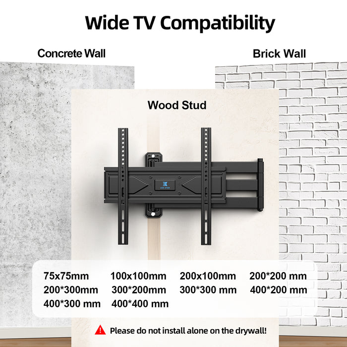 USX STAR Long Arm Corner TV Wall Mount for 32-70 Inch TVs, Full Motion Bracket with 32” Articulating Extension, Tilt, and Swivel, Supports VESA up to 400x400mm, Holds up to 80 lbs