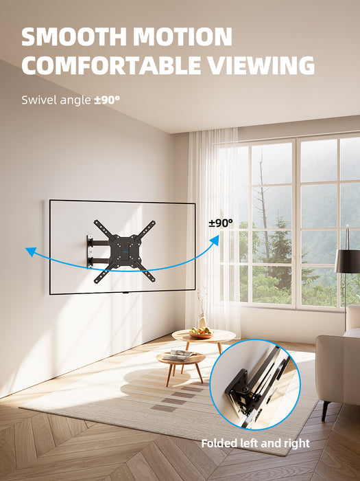 Full Motion TV Wall Mount for 26-60 Inch TV Mounts Up to 77 lbs, Max VESA 400x400mm, Wall Mount TV Bracket with Swivel, Tilting, Leveling Adjust & Extendable Arm