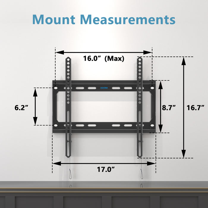 Fixed TV Wall Mount for 26-60 Inch TVs, Low Profile, Fits 8", 12", 16" Studs, Max VESA 400x400mm, Hold TV up to 99lbs