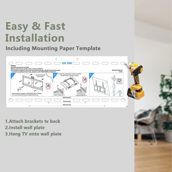 Tilting TV Wall Mount for 37-90 Inch TVs, Low Profile, Fits 16", 18", 24" Studs, Max VESA 600x400mm, Hold TV up to 132lbs