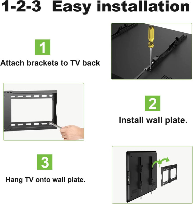 Tilting TV Wall Mount for 37-90 Inch TVs, Low Profile, Fits 16", 18", 24" Studs, Max VESA 600x400mm, Hold TV up to 132lbs